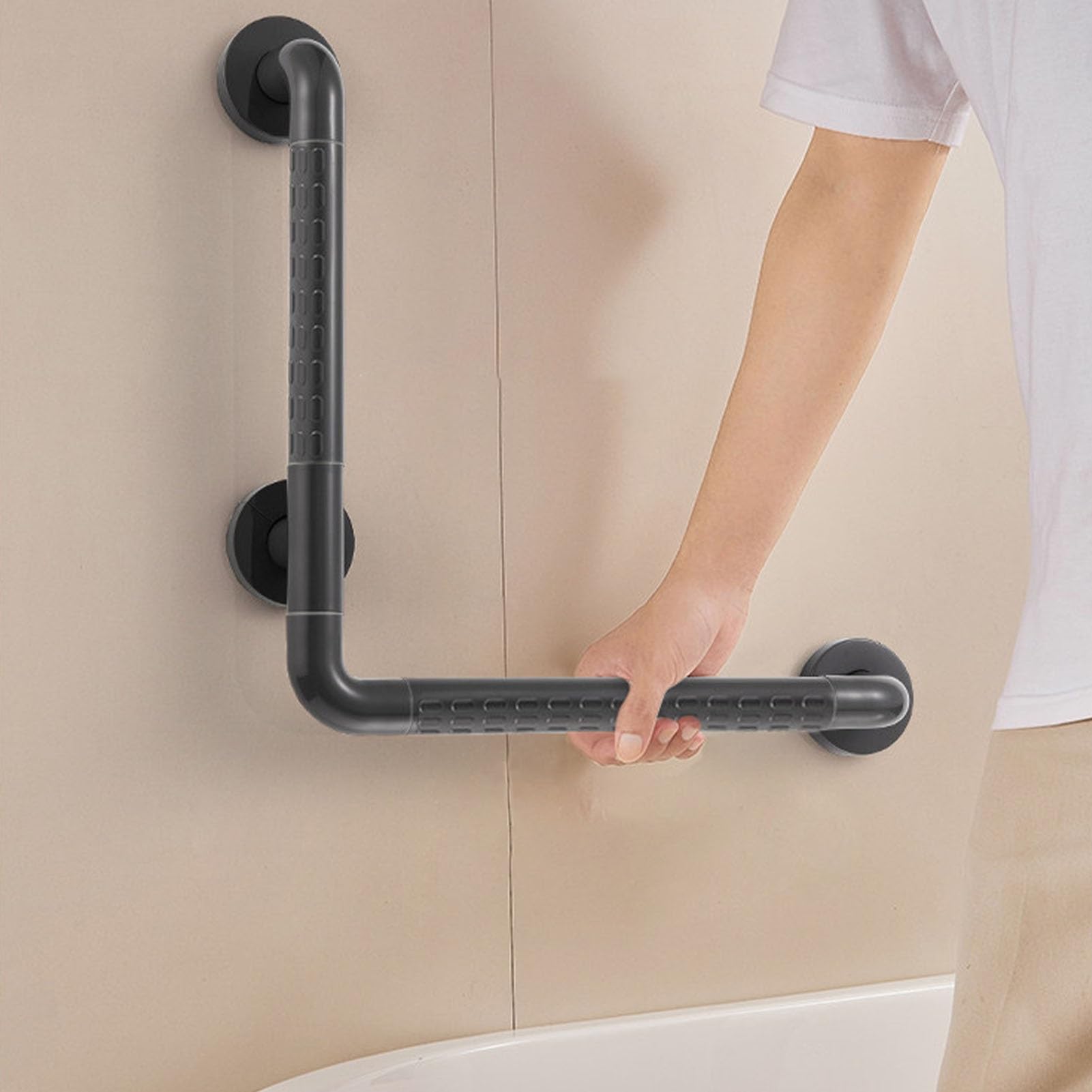 Poręcz łazienkowa do wanny i prysznica, dom w kształcie litery L 45 cm 40 cm 50 cm poręcze antypoślizgowe, uchwyt pomocniczy dla osób niepełnosprawnych z akcesoriami(45x45cm/17.71x17.71in)