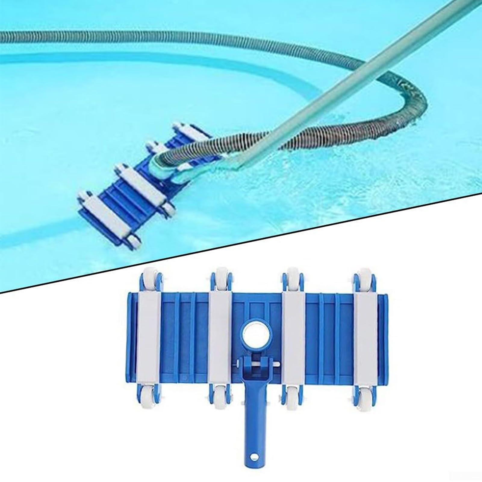 Cabezal de vacío, herramienta de mantenimiento de aguas termales, función de limpieza flexible, detalle de material ABS resistente, cabezal de vacío con ruedas, accesorio de piscina para limpieza del
