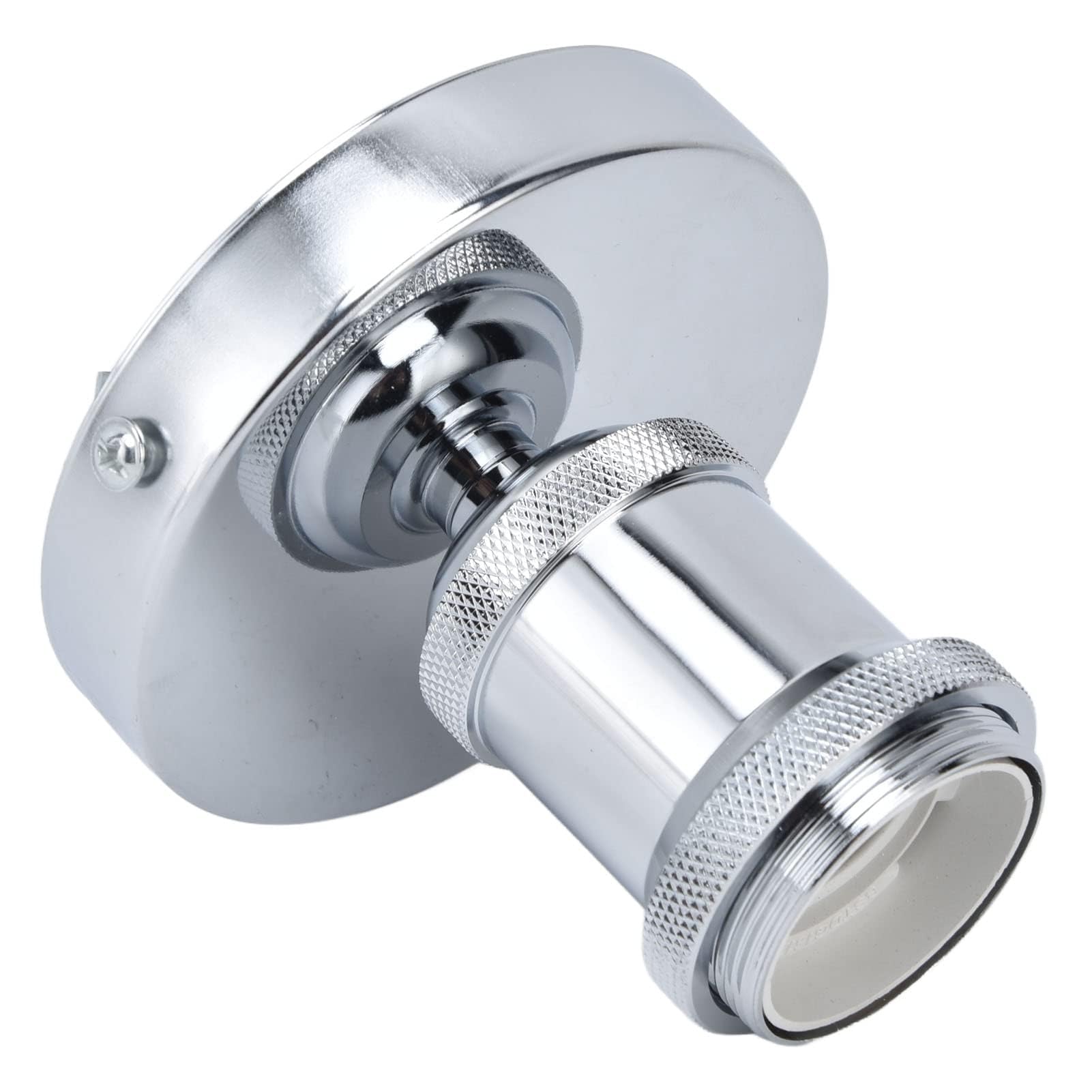 ViaGasaFamido Douille de Lampe E26 E27 Style Industriel Vintage avec Interrupteur, Aluminium et Fer, Argent, 85mm Hauteur, 100mm Diamètre, pour Cuisine Chambre Salon