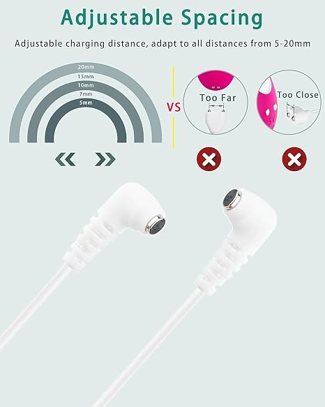 Fast Magnetic Charger Cord for Rose and Most Magnetic Massagers DC Charging Cable with 2-Magnet Connector