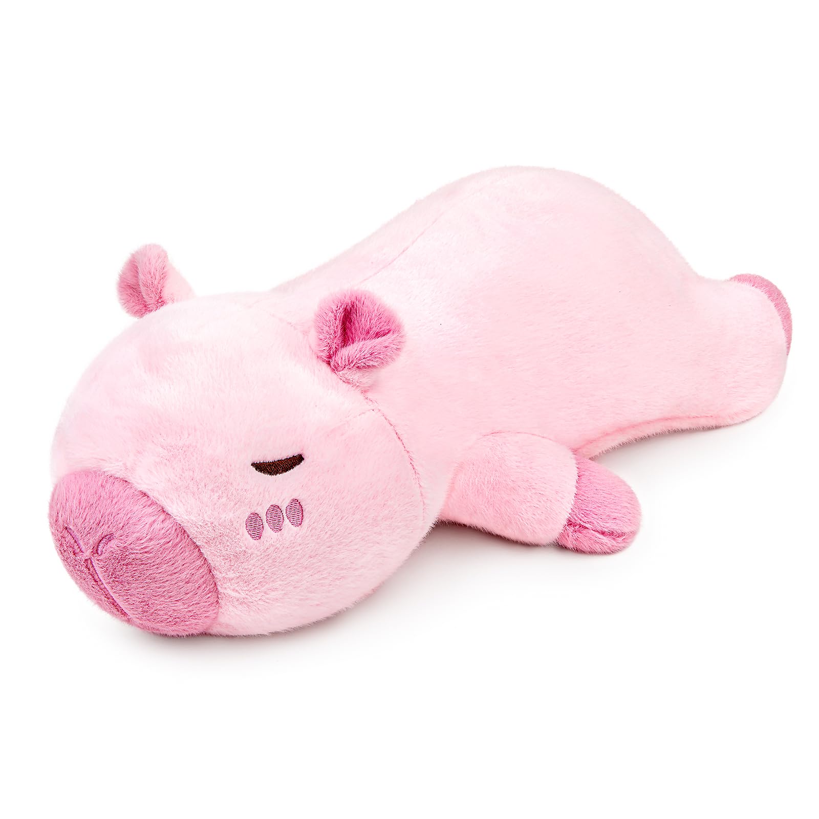 RLOMUTE Weighted Teddy Capybara Plushies, Weighted Stuffed Animal with Microwavable Heating Pad Super Soft Toy for Home Decoration Large Cuddly Toy for Kids Adults Comfort 19 Inch(50cm) Pink — image 1