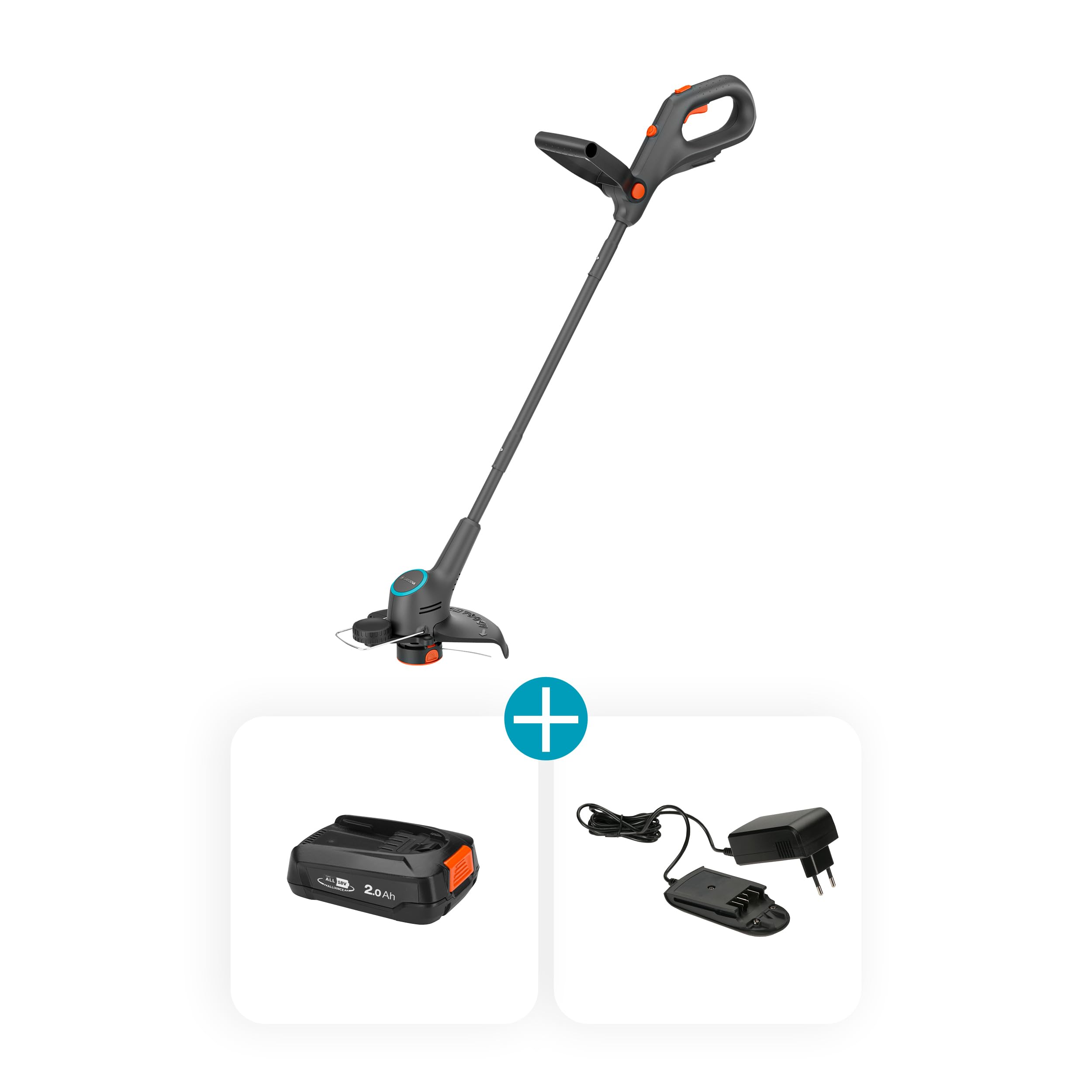 Gardena Coupe-Bordures sur Batterie EasyTrim 25/18V P4A - Kit prêt à l’Emploi: Léger, Mode Coupe et Bordures, Télescopique, Ergonomique, sans Fil (14704-20)