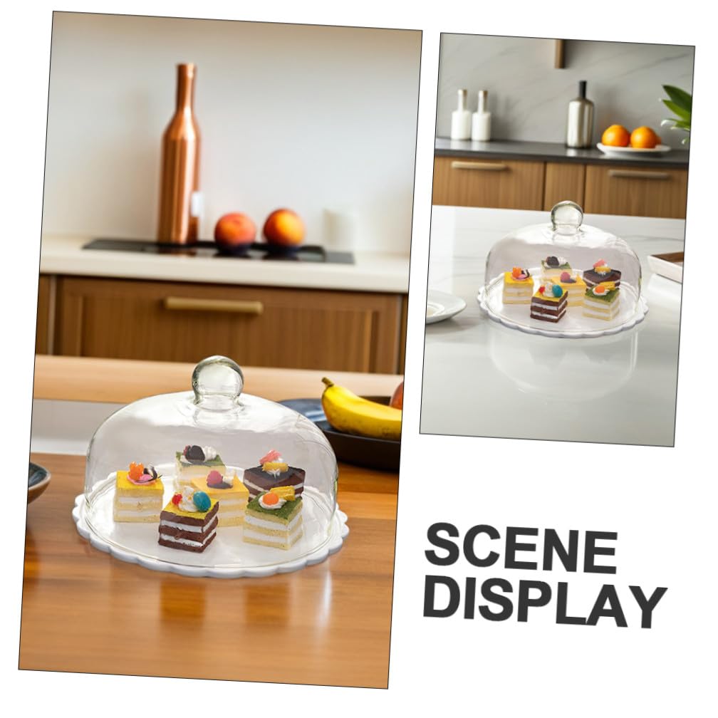 Tapa Protectora para Pasteles de Vidrio Transparente Base Cerámica Campana para Alimentos y Postres Cubierta Anti Polvo para Cocina y Repostería