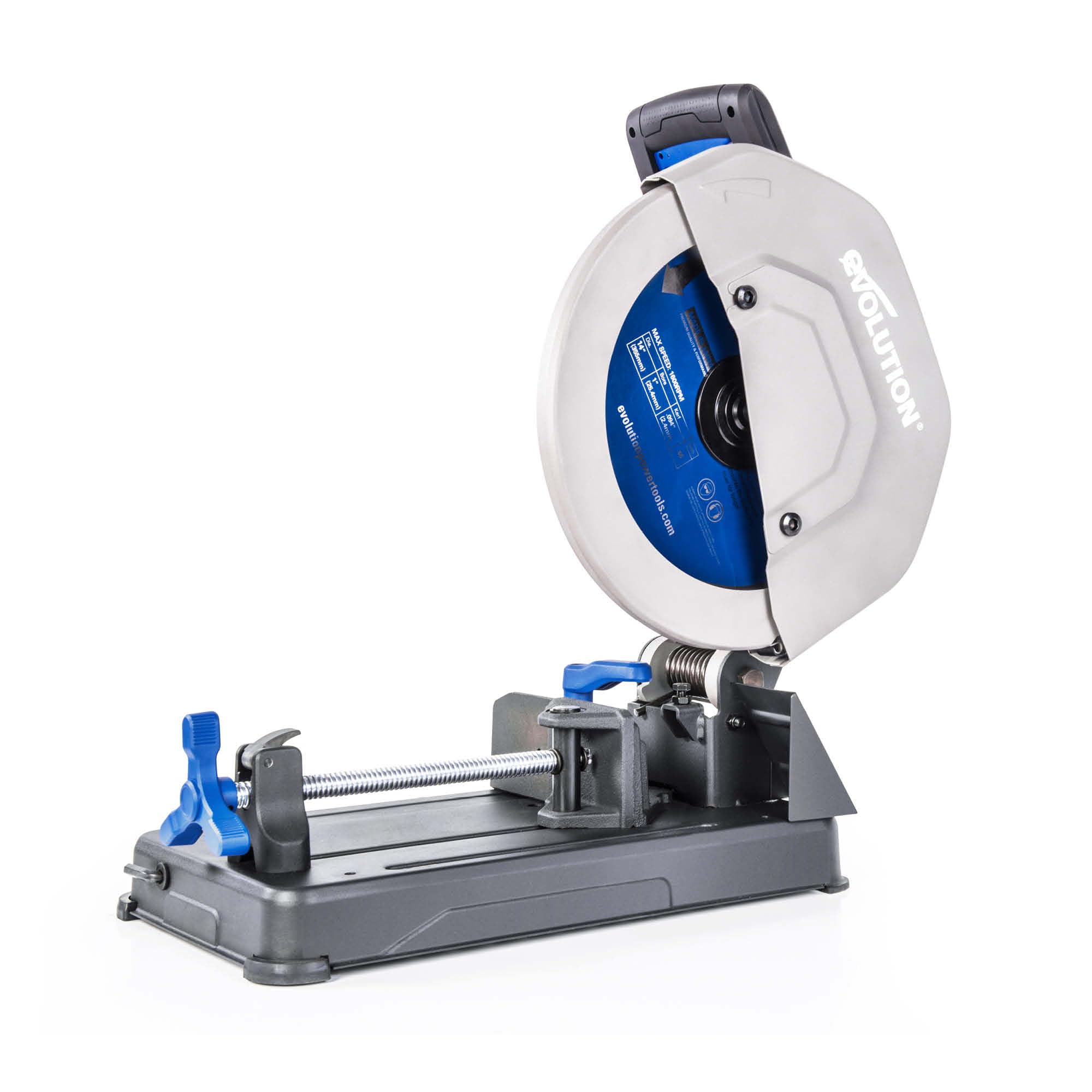 Evolution Power Tools Scie à tronçonner pour métal 355 mm (14") 230 V | S355CPSL avec lame TCT pour acier de construction | coupes d’onglet de 0 à 45°, étau à serrage rapide, scie à tronçonner pour ac
