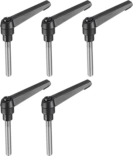 Miniatura 31 de uxcell 5 piezas de manija de palanca de sujeción ajustable M8 x 0.630 in óxido negro métrico acero al carbono macho roscado perillas de mano