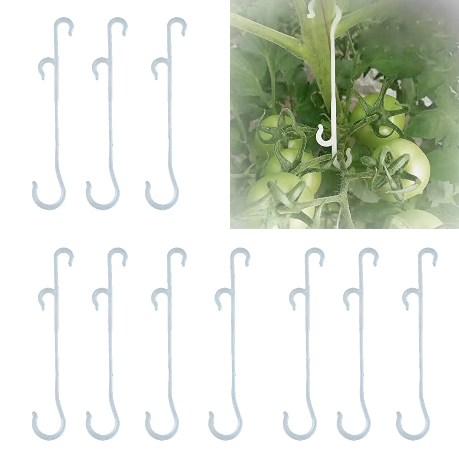 Aidi 13CM Tomato Support J Hooks, 10 PCS Plant Support Clips Garden Vegetable Clips Tomato Plant Clips to Prevent Tomatoes Fruit Cluster Plant Supports for Garden From Pinching or Falling off