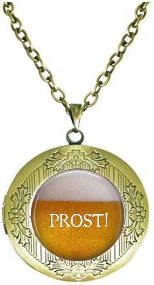YIJUNCheers Beers - Oktoberfest Jewelry - Beer Stein Charm Locket Necklace Yellow
