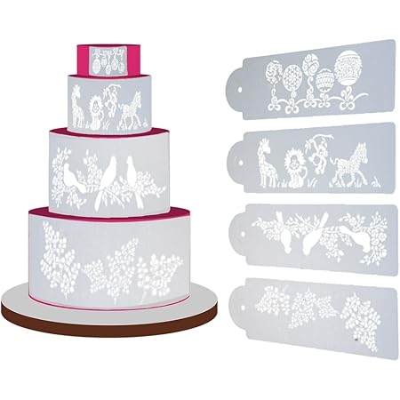 La Cabina 4pcs Pochoirs A Gateau Outils De Patisserie Moules A Gateaux Craft Cake Stencil Spray Art Tamisez Le Sucre Glace Fondant G Amazon Fr Cuisine Et Maison