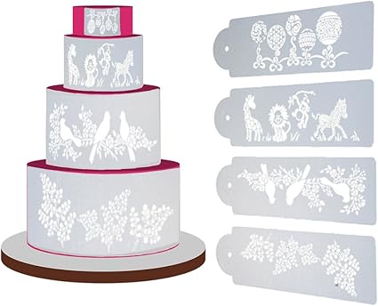 La Cabina 4pcs Pochoirs A Gateau Outils De Patisserie Moules A Gateaux Craft Cake Stencil Spray Art Tamisez Le Sucre Glace Fondant G Amazon Fr Cuisine Et Maison