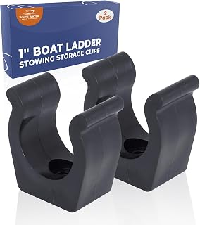 White Water - 1" Black Nylon Injection Molded Ladder & Pole Clips | Lightweight Spring Clamp Holder Bracket | Secure Pole Storage with Best Grip | Ideal for Boats, Yachts, RVs, Marine Use | Pack of 2