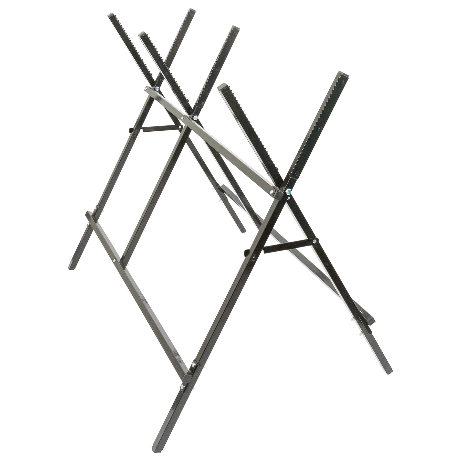 Harbour Housewares Iron Saw Horse - Black - Garden Folding Saw Horse Work Bench Folding Workbench Stand Cutting Wood Holder Lightweight Log Splitter Sawhorse for Logs, Wood, Sawing
