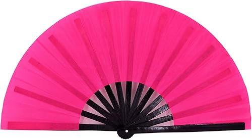 Amajiji Large Folding Hand Rave Fan Popping Fans for Line Dancing, Big Clacking 