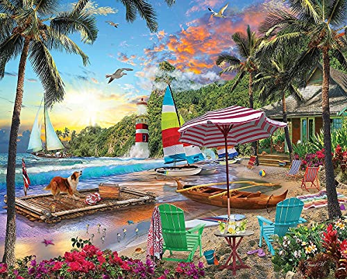 Rompecabezas White Mountain de 500 piezas: Velero de primavera, vacaciones en la playa | Piezas grandes, regalo para adultos y familia, 18" x 24" miniatura 1