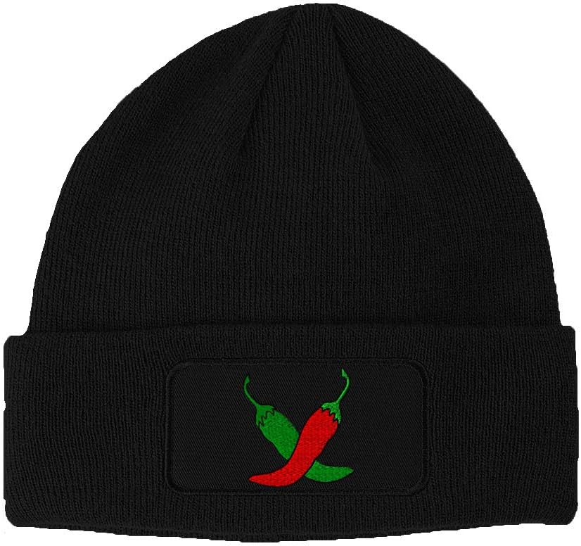 Custom Patch Beanie Chili Peppers Embroidery Skull Cap Hats for Men & Women
