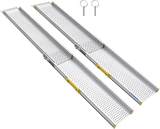 Ruedamann 6FT Portable Aluminum Wheelchair Ramp, 8" W, Holds Up to 600lbs, Two Section Telescoping Adjustable Non-Skid Ramp for Wheelchairs,Stairs,Steps,1 Set
