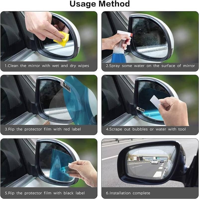 Image of Maxismart Anti Fog Film for Car Mirror Sticker - Window Film Water Protective Sticker for Anti-Glare, Anti-Scratch, Rainproof anti fog film for car mirror (Pack of 4)
