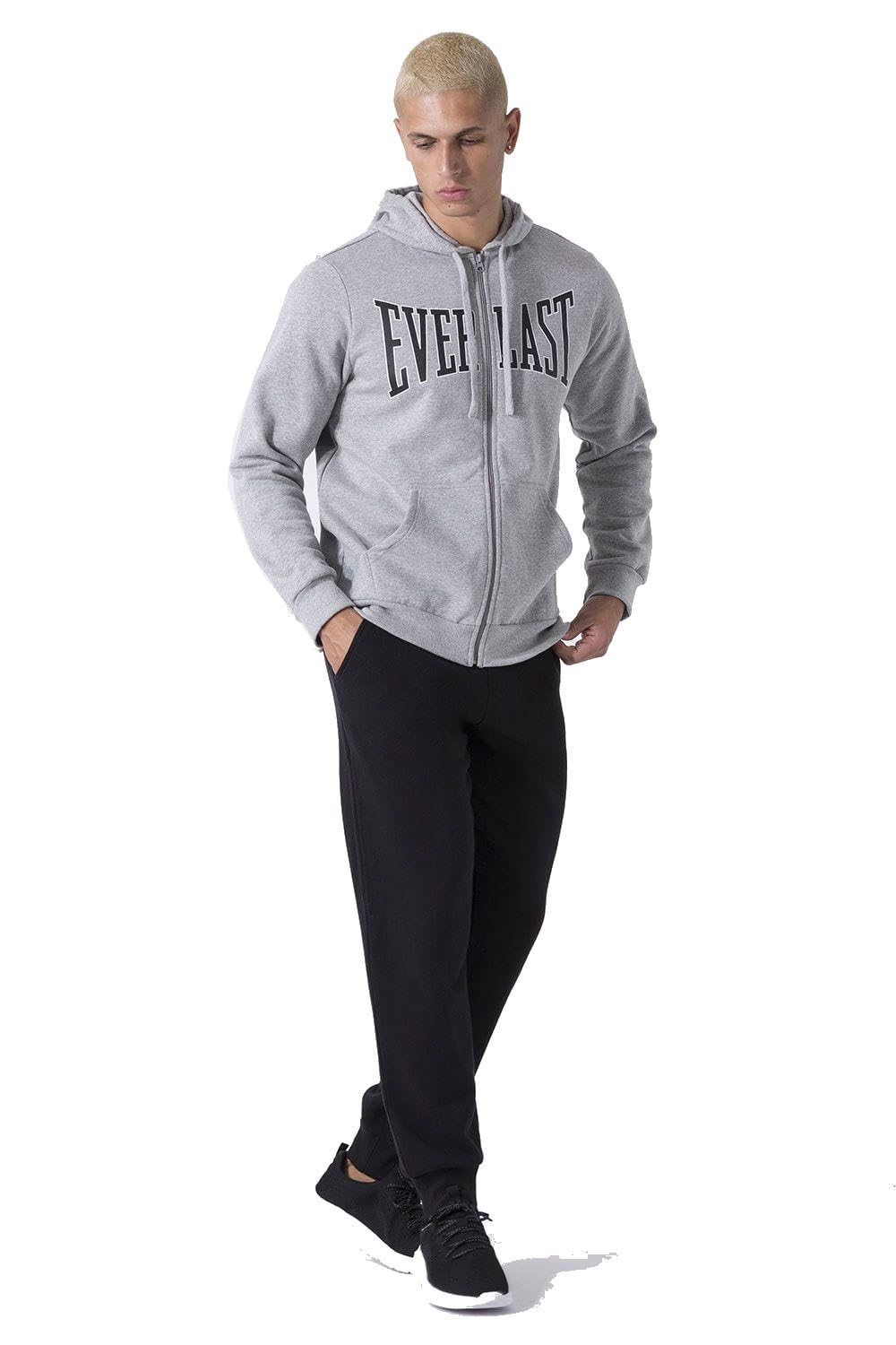 Everlast Tuta da Ginnastica Uomo Completo Sportivo, Grigio/Nero, XXL | Cotone Felpato, Set per Sport e Tempo Libero, Per Palestra