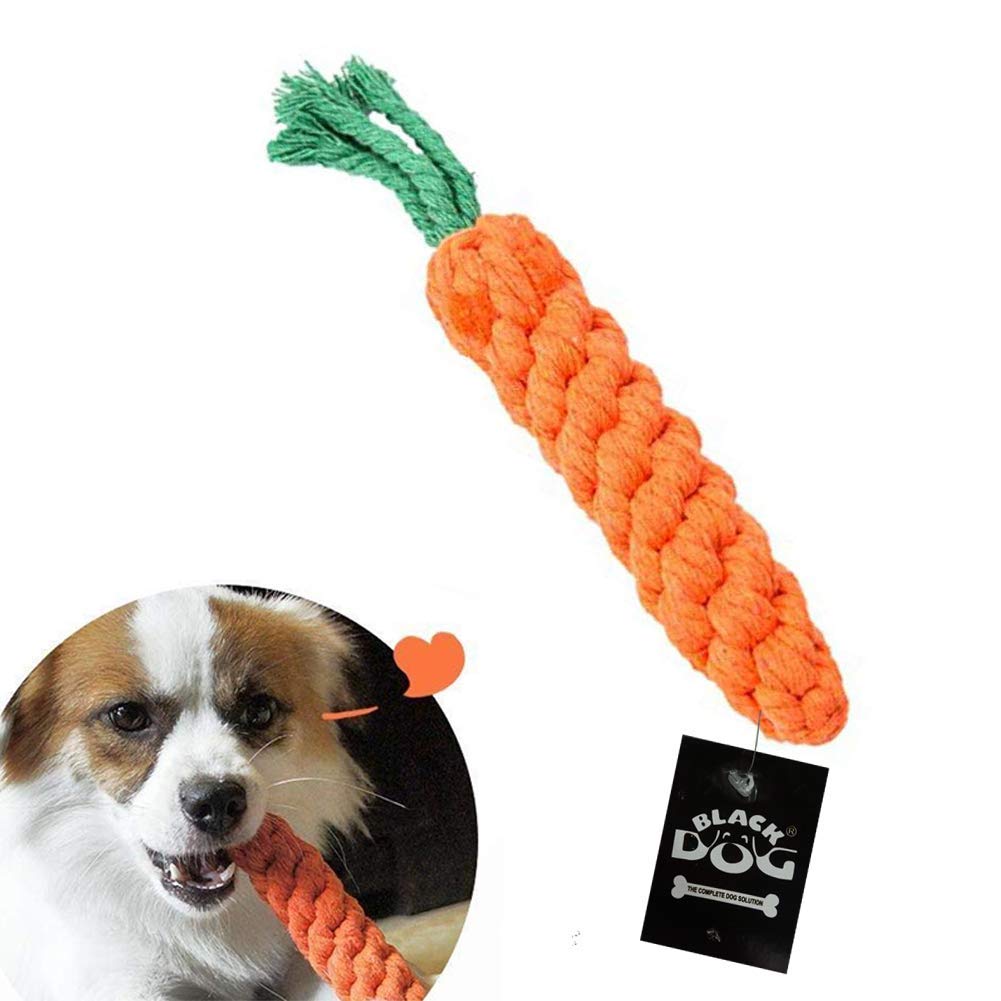 BLACKDOG Chew Dog Toys Carrot Cotton Pet Rope Chew Toys Pet Teeth Cleaning Chewing Biting Rope Toy for Puppies and Small Dogs Toys (Color May Vary) Pack of 1 (B081D1QD87) Amazon Price History, Amazon Price Tracker