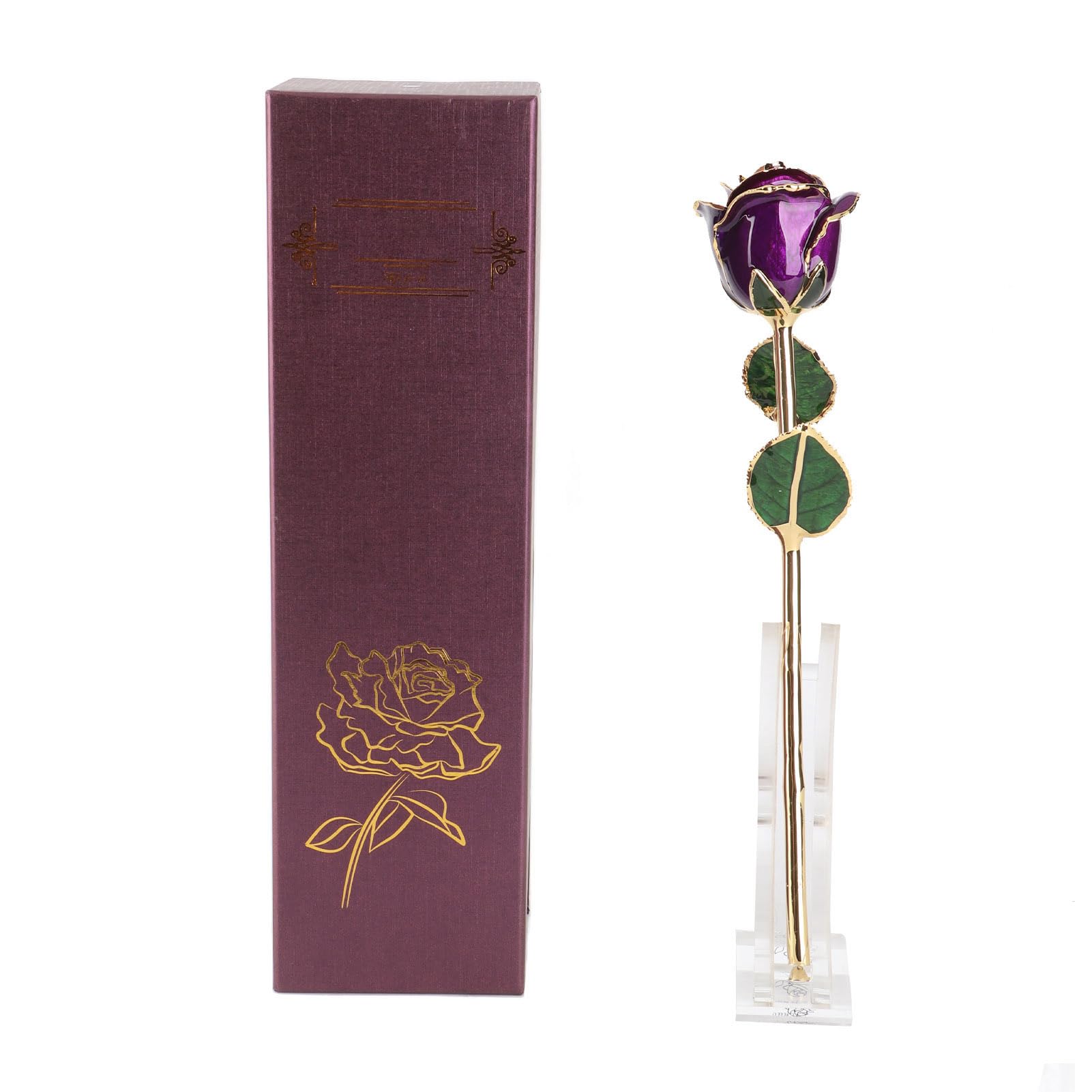 Sonew Rosa Placcata Oro 24K con Base Rivestita Decorazione Tavolo Elegante Fit for Compleanno Natale Festa della Mamma Occasioni Speciali