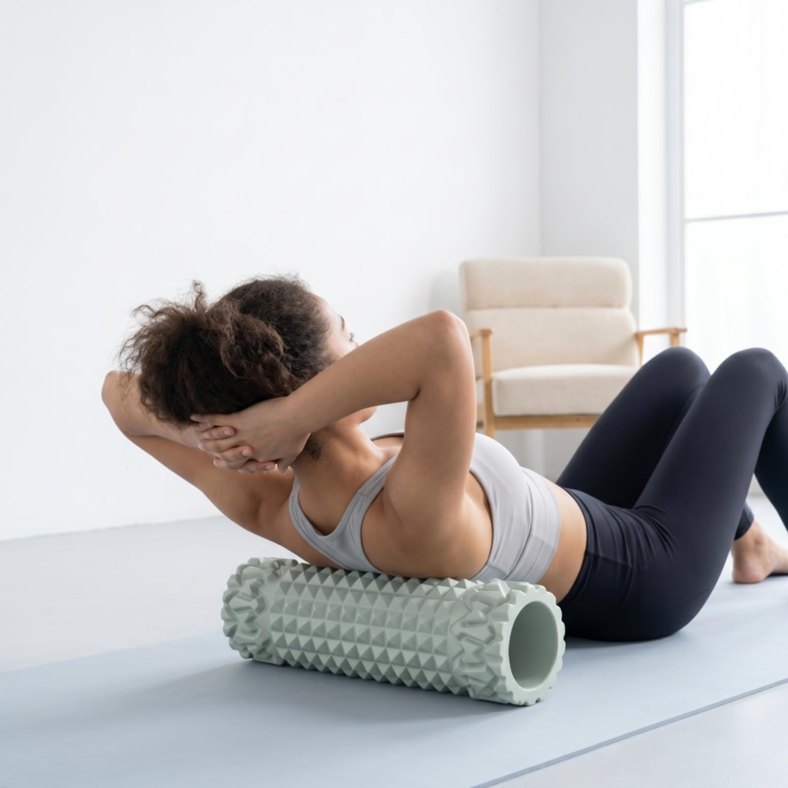 Massage-Foamroller strukturiert strukturierte Schaumstoffrolle hart dreidimensionalmassagerolle für körper, Schwarz, 50 15cm