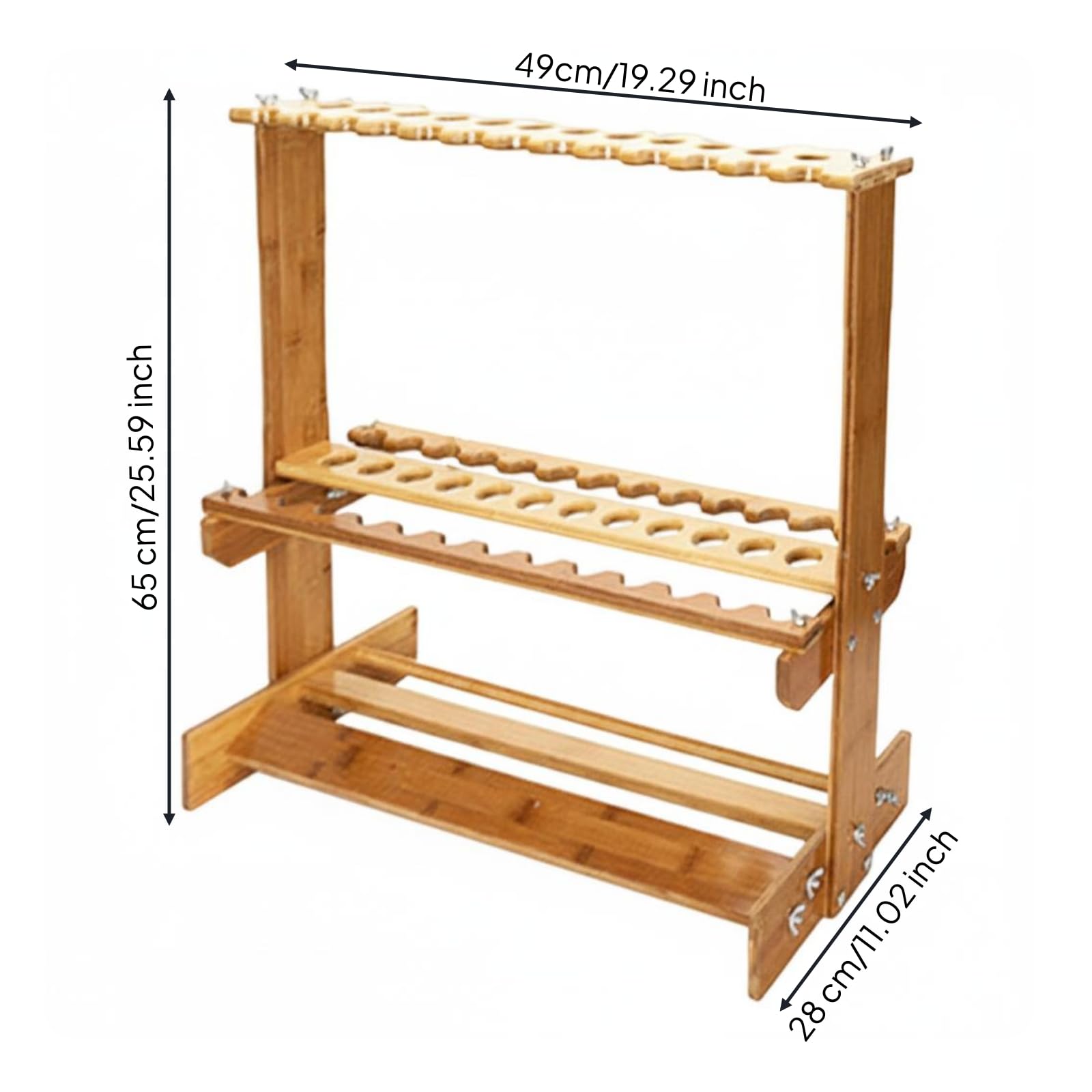 Expositor Cañas Pescar Independiente Portacañas Bambú Rectangular Organizador Vertical Cañas para Tienda, Soporte De Exhibición De Bambú Elevado Y Engrosado De 23 Ranuras