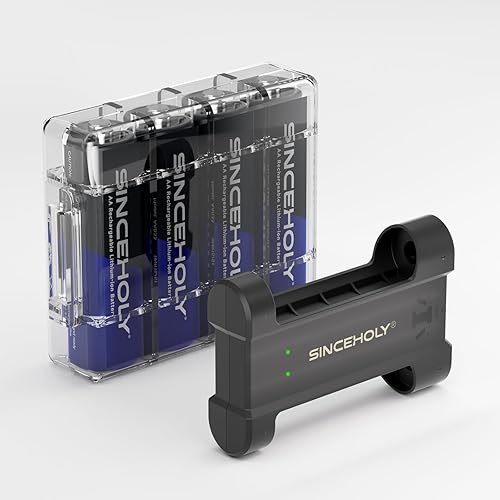 Vista 9 de Paquete de 12 baterías AA recargables de litio con cargador, 1.5 V 3600 mWh, baterías dobles A recargables, baterías AA de iones de litio de larga