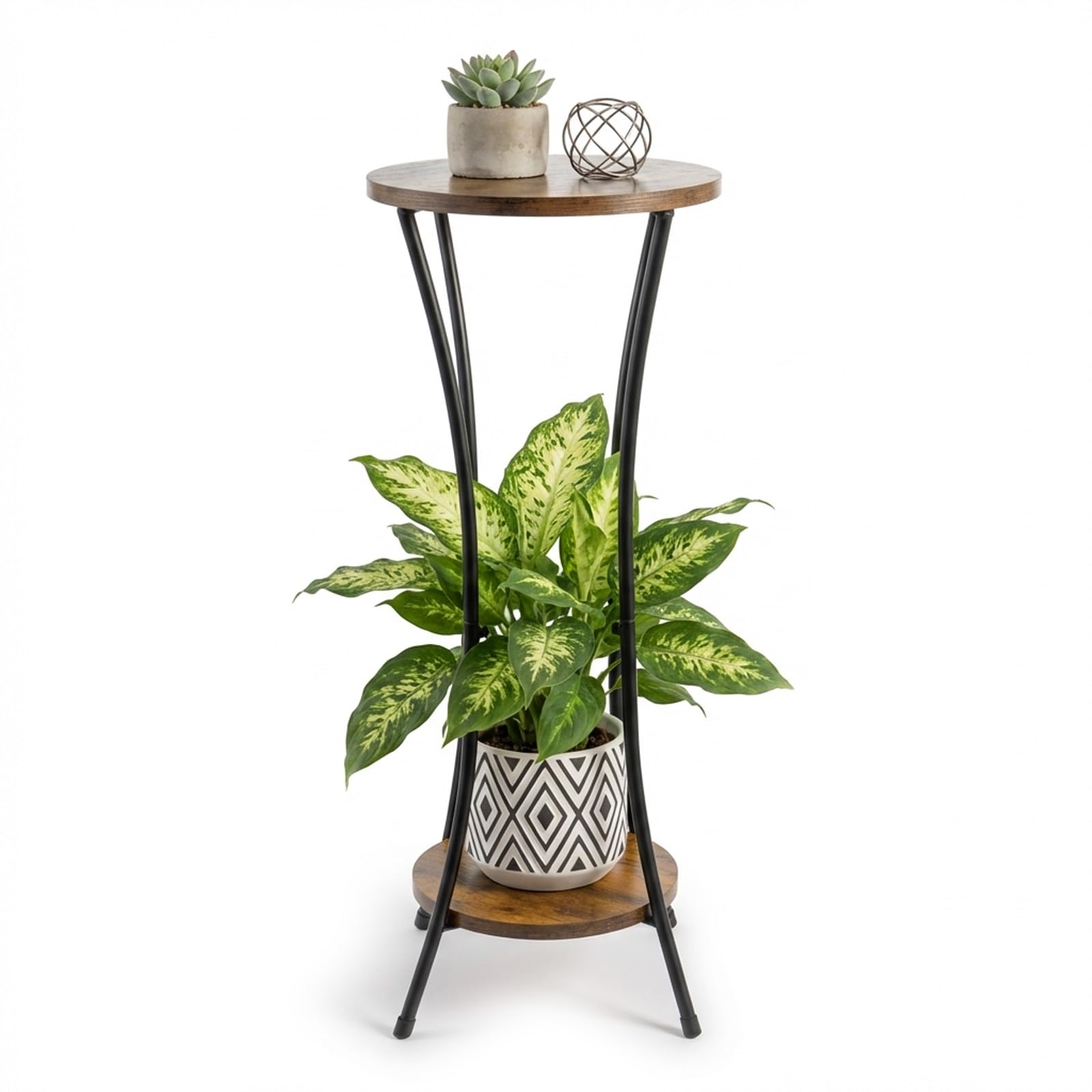 SUNNYNEST 30 Inch Tall Plant Stand Indoor, 2 Tier Wooden Plant Stand, Corner Plant Stand for Indoor Plants, Modern Plant Shelf Flower Pot Holder for Living Room, Balcony, Patio & Garden, Rustic Brown