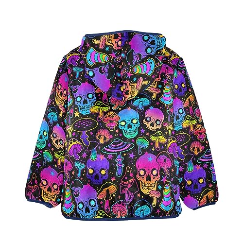 Colorful Mushrooms Skulls Boys Fleece Hoody Jacket Zip Up Coat Warm Fall Winter Plush Jacket Long Sleeve Outerwear2