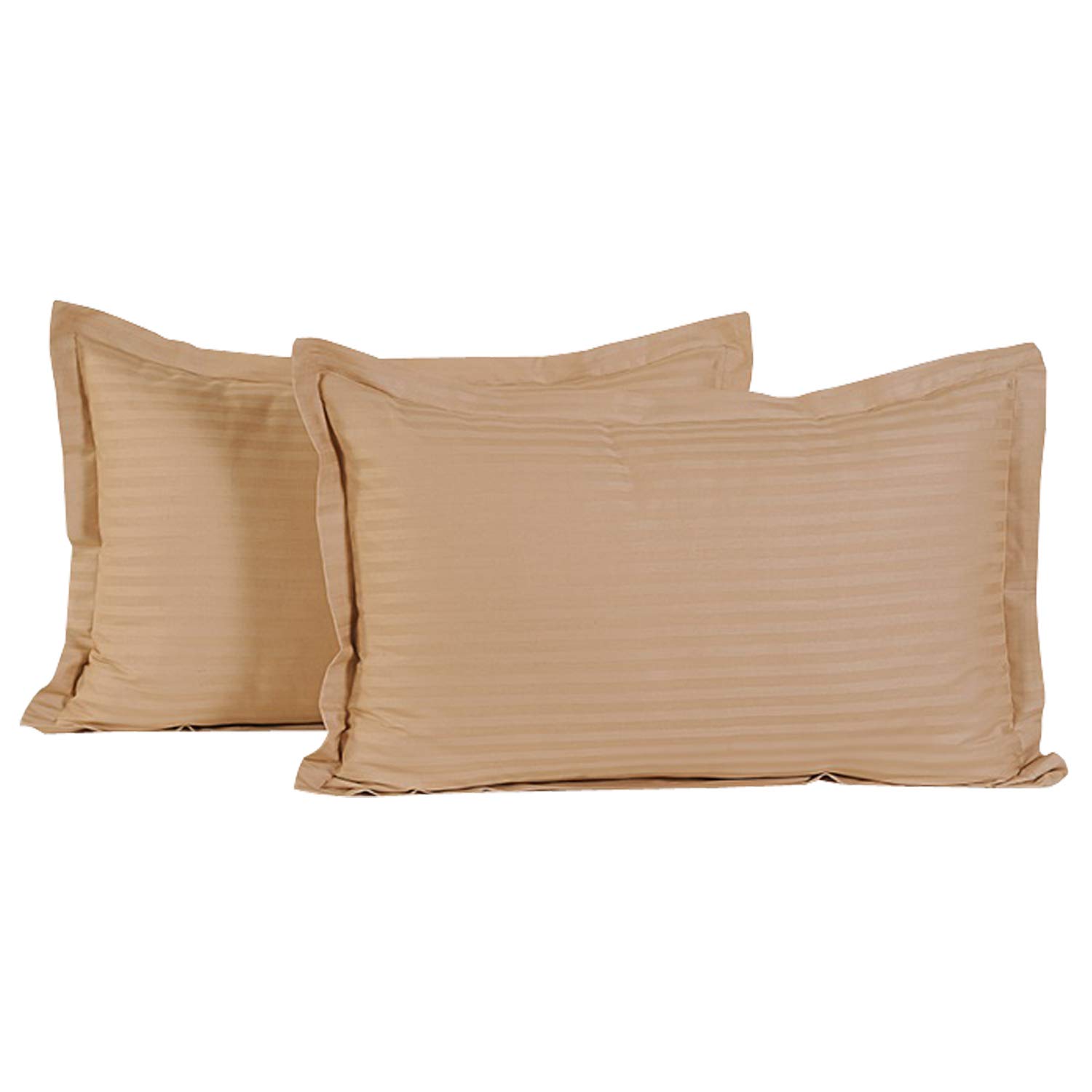 Kuber Industries Cotton Luxurious Striped 2 Pieces Pillow Cover 25"x17" (Light Brown), CTKTC13942, Standard (CTKTC013942)