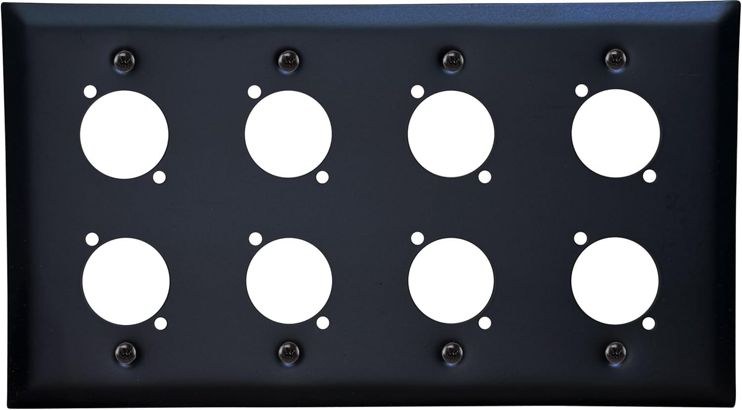 XLR Wall Plate Blank, Panel Combo - Perfect for Professional Audio Setups in Studios, Theaters, and Conference Rooms - Easy to Install and Durable Design (8 Port Black)