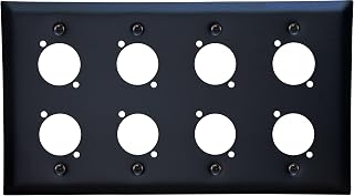 XLR Wall Plate Blank, Panel Combo - Perfect for Professional Audio Setups in Studios, Theaters, and Conference Rooms - Easy to Install and Durable Design (8 Port Black)