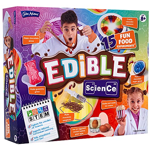 John Adams Edible Science Kit: 15 Fun Food Experiments | STEM Toy | Age 8+ | Create Eat & Enjoy Food Such As Chocolate Spaghetti Edible Slime & Sugar Crystal Geode | Gift Idea Birthday Christmas