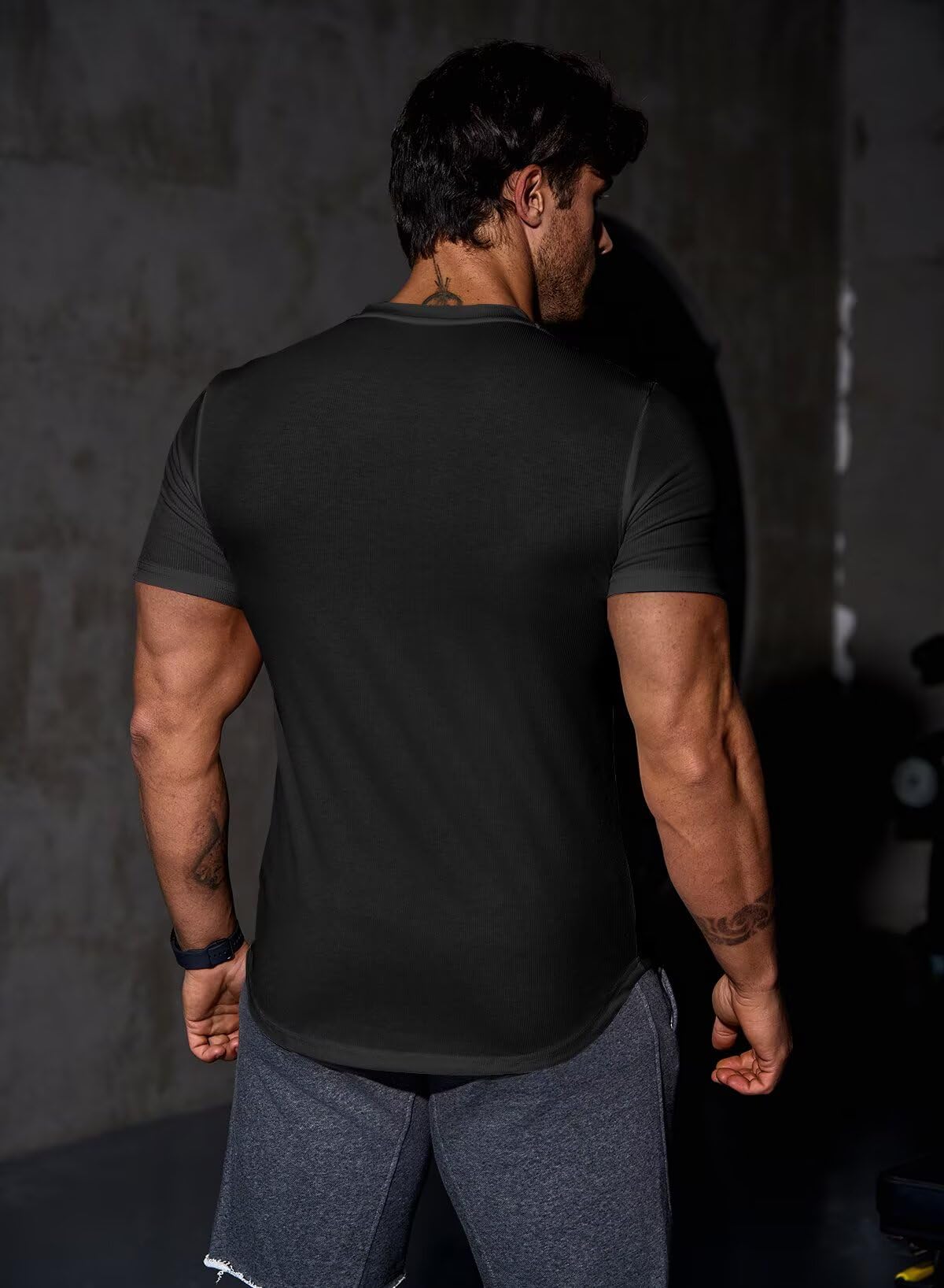 Meilicloth Camiseta Hombre Slim Fit Cuello en V Manga Corta Deportiva Básica Musculosa Colores Varios S-3XL — view 2
