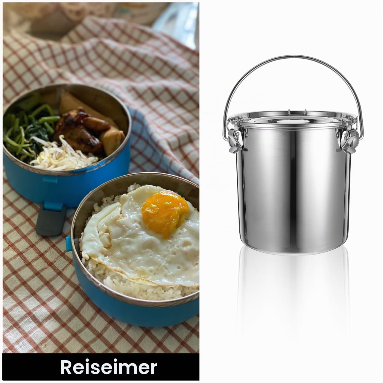 ULTECHNOVO Luftdichter Edelstahl-Eimer 6L mit Deckel und tragbarem Griff für Transport von flüssigen Lebensmittelölen und Lagerung in der Küche