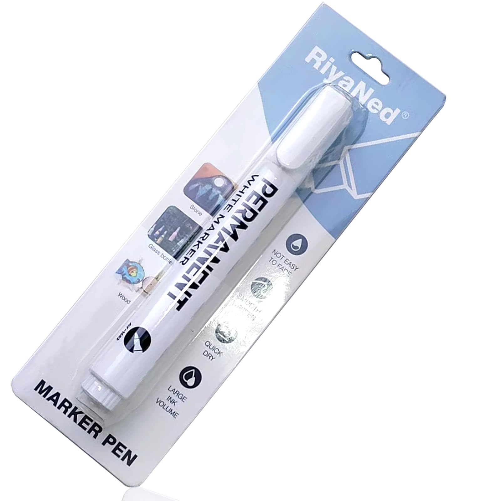 RiyaNed White Acrylic Pens,Waterproof Permanent Marker 2.0mm Quick-drying Suitable for ceramic, stone, canvas, metal, wood, glass, Easter eggs, Christmas decoration design painting.