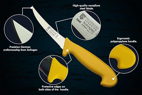 Miniatura 4 de SMI Solingen Germany - Cuchillo para deshuesar - Cuchillo de filete curvo de hoja semiafilada de 5 pulgadas para procesamiento de carne y deshuesado