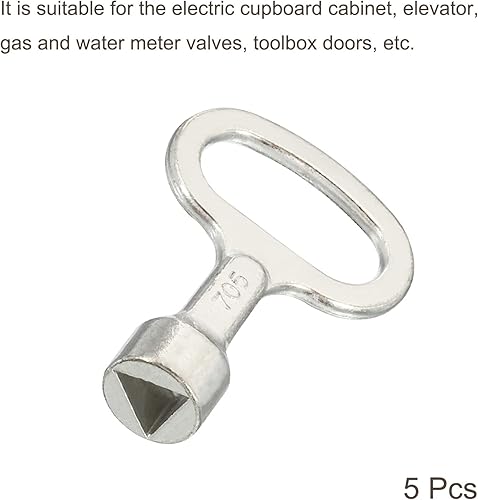 Miniatura 3 de PATIKIL Llave de enchufe triangular, paquete de 5 llaves de interruptor de medidor de agua a gas para gabinete eléctrico para bloqueo de panel