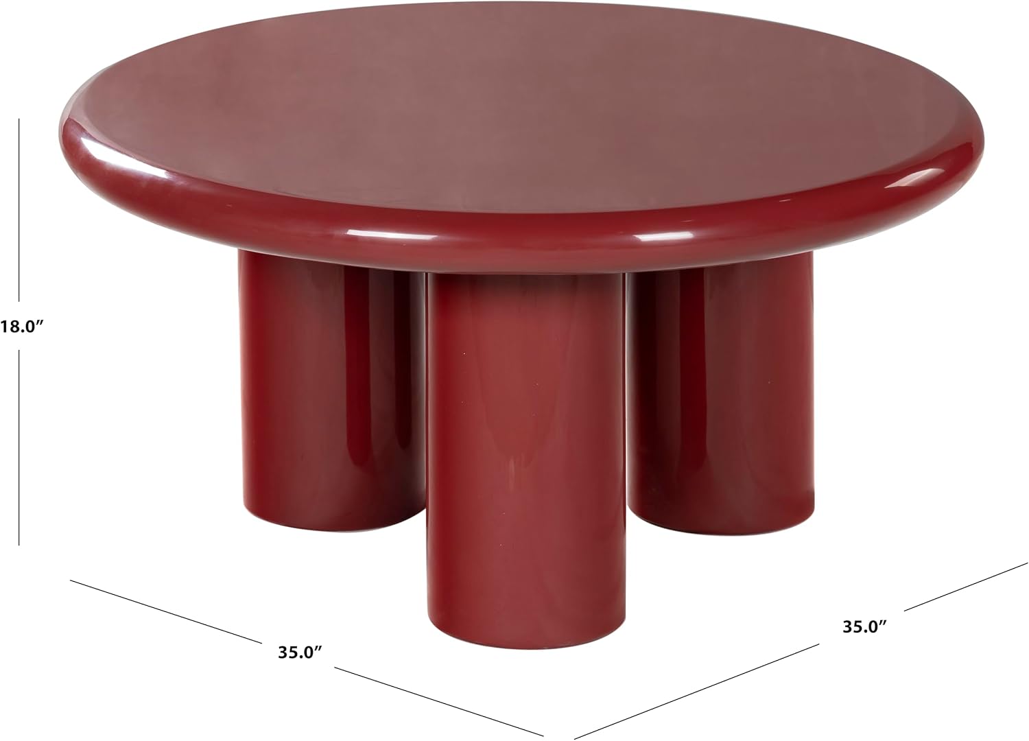 SAFAVIEH Couture Collection - Lolita Red Concrete Coffee Table, Round High Gloss Accent Table, Modern Sculptural Design (SFV2623C)