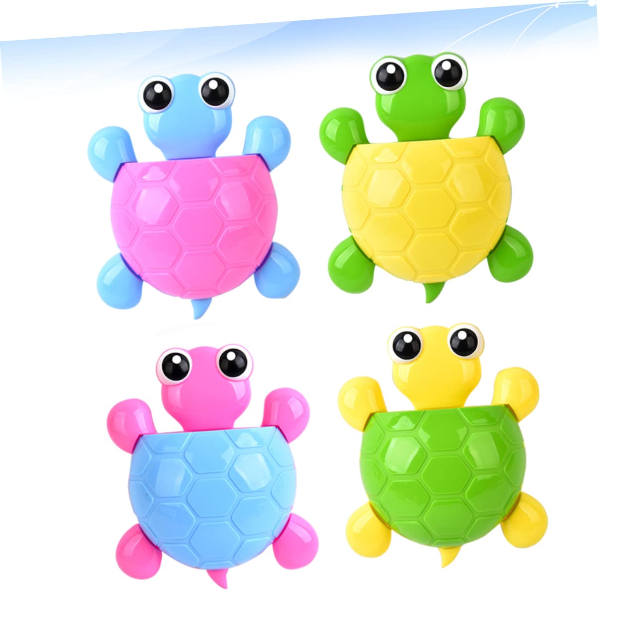 Portacepillos de Dientes Ventosa 4 Piezas PP y PVC Tortuga