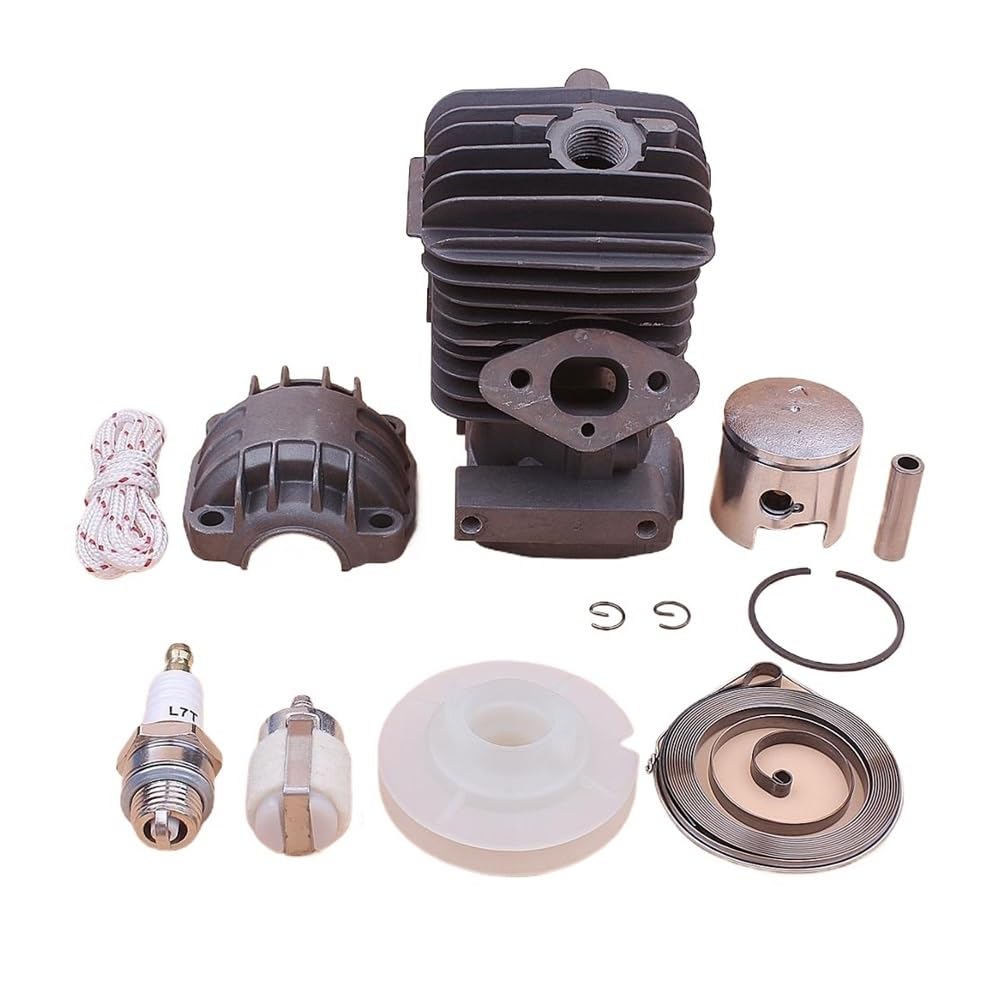 Kit de Base cárter Motor pistón Cilindro 34 mm, Compatible con polea Arranque Retroceso 2500 CC, Resorte, Cuerda, bujía, Pieza Motosierra