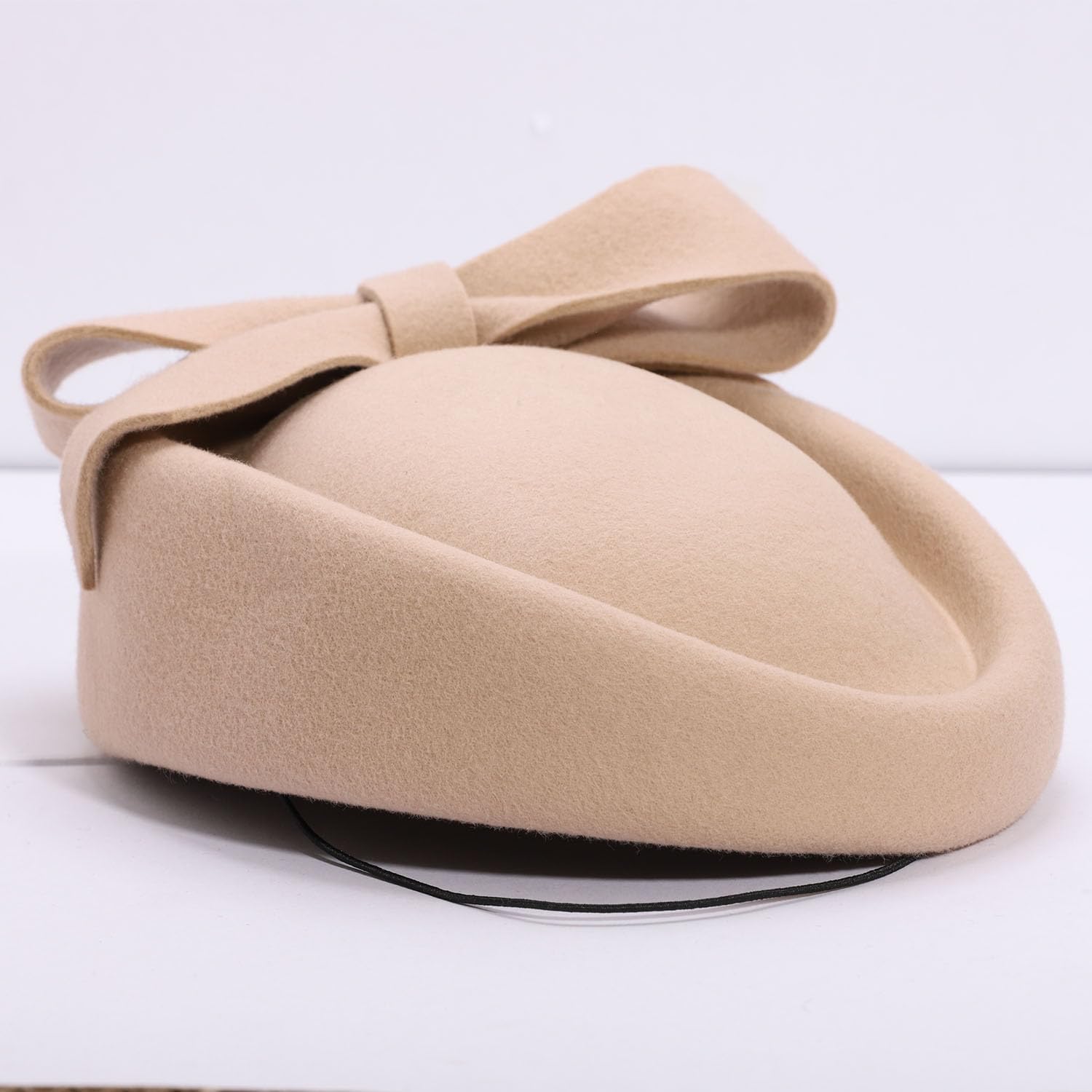 Wool Felt Fascinator Women Elegant Pillbox Hat Bowknot Derby Church Hat Retro Fedoras - Image 2