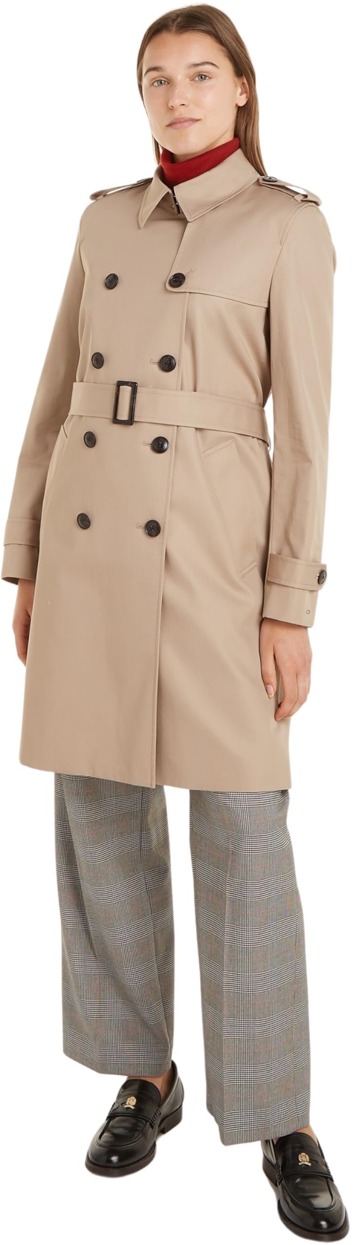 Tommy Hilfiger Damen Trenchcoat Cotton Slim Fit Kurz