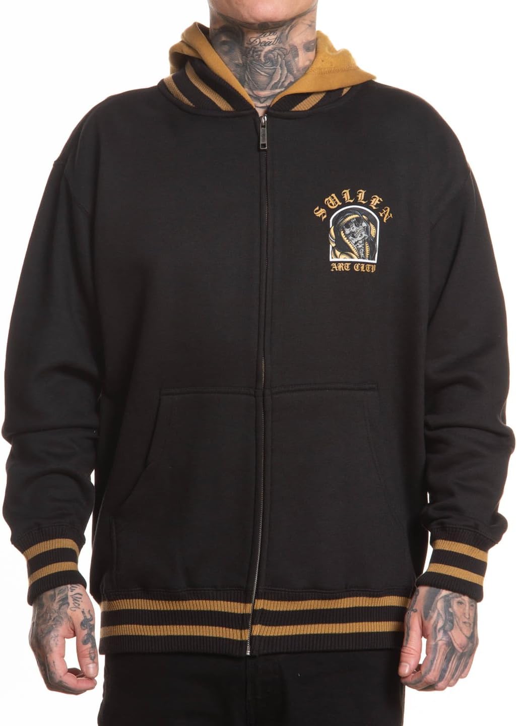Sullen Men's Ruben Banez Tattoo Lifestyle Graphic Long Sleeve Zip Up Hooded Fleece Sweatshirt