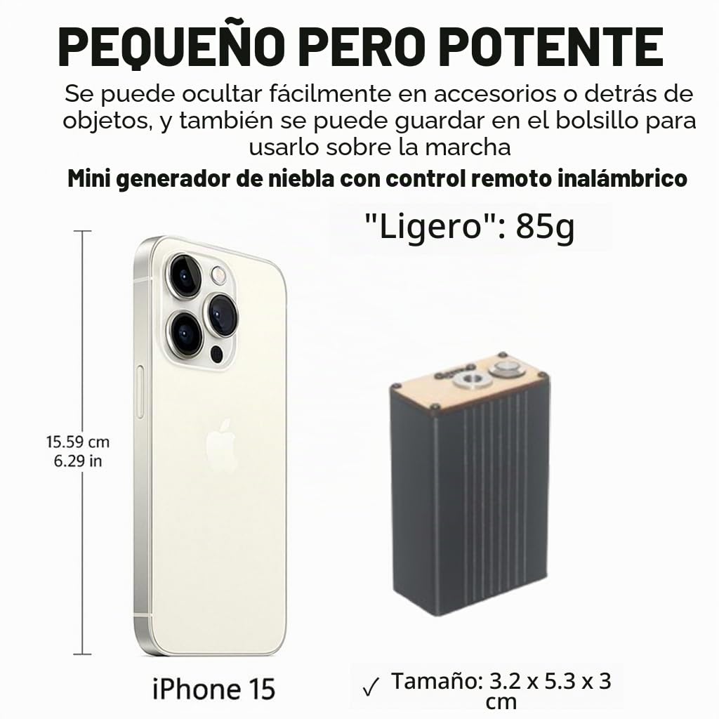 Mini máquina de niebla para fiestas al aire libre, portátil, ligera, humo, pequeña máquina para DJ escenario interior (negro), ML-FMOFOG1