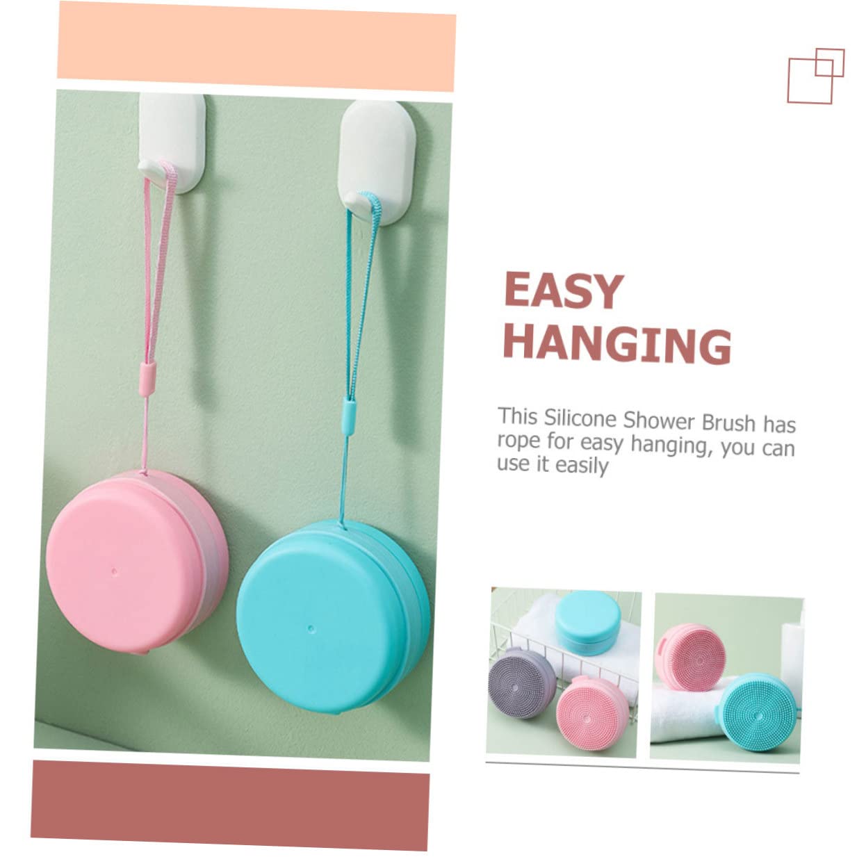 Healvian 4pezzi Spazzola Da Bagno Silicone Skin-friendly Con Supporto Per Sapone e Corda Di Appendere Massaggio Relaxante Per La e Bagno Pratica e Ergonomica
