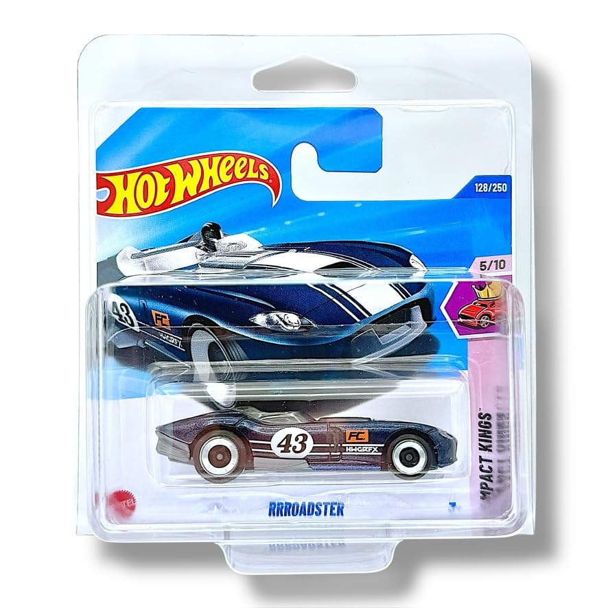 Hot Wheels Rrroadster (Dark Metallic Blue & White) 5/10 Compact Kings - 2025-128/250 (Short Card) - includes a KLAS Car Keeper Protector Case - JBB97