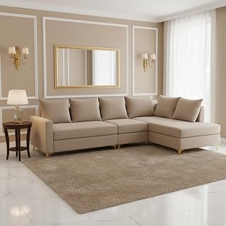 TORICO Rihanna 6 Seater Fabric RHS L Shape Sofa Set | Soft Velvet Upholstery, Sturdy Wooden Frame | Stylish Sofa for Livin... Price In India