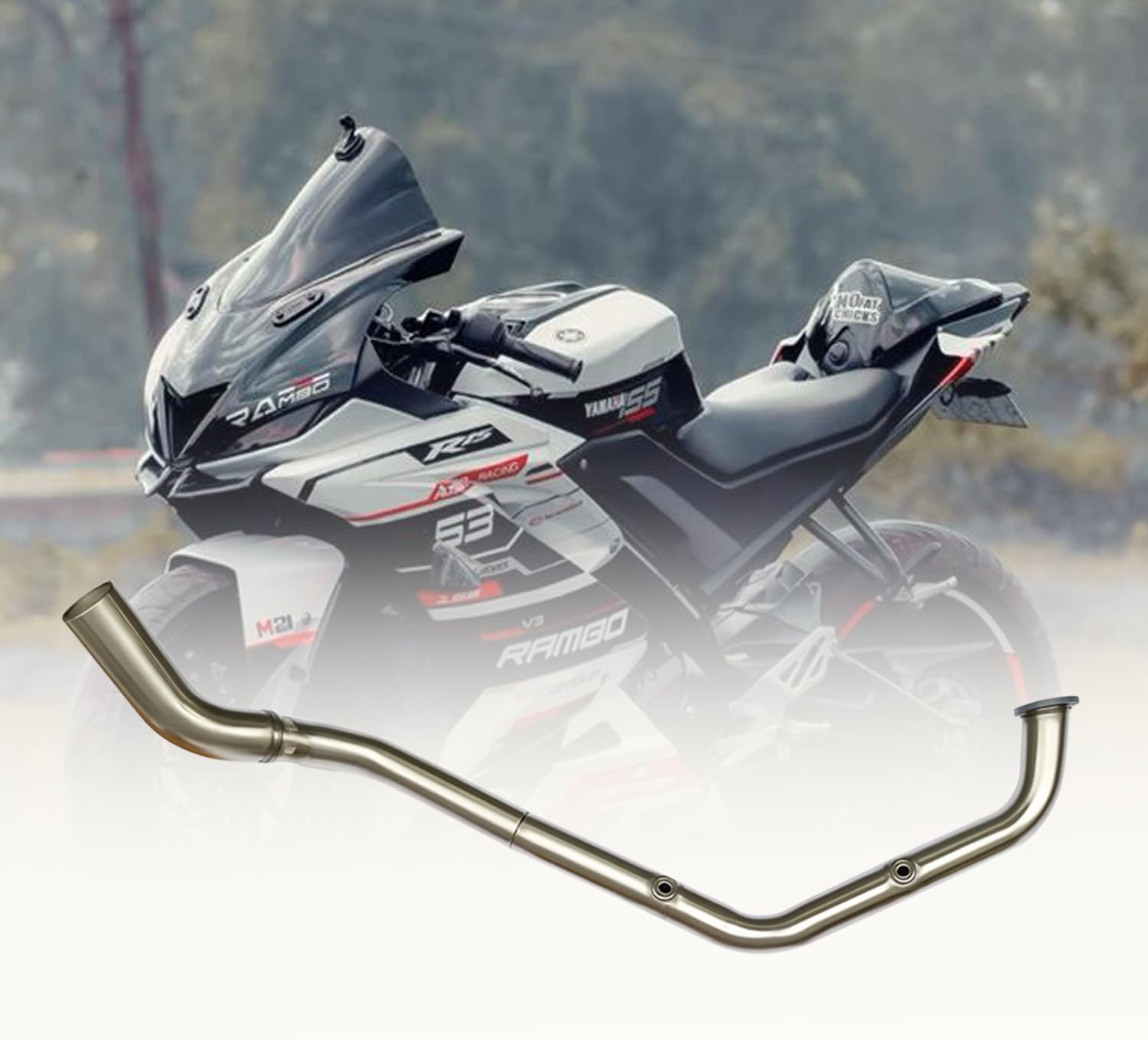 Vagary Bend Pipe for Yamaha R15 V3/ R15 M/ MT15 (BS6) Yamaha R15 Full Exhaust System (Stainless Steel)