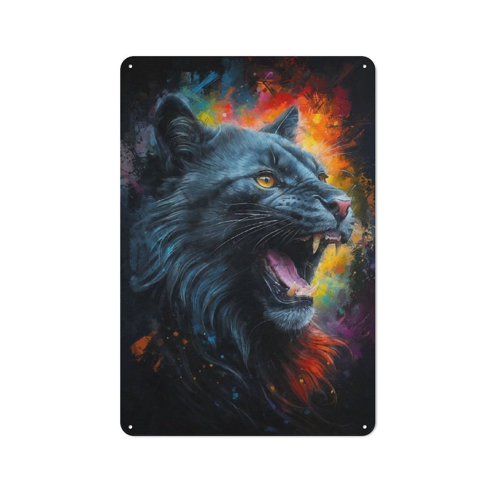 Junmoney The Roar Of The Black Cat Metal Sign 30X20cm With For Garage Wall, Vintage Decor, Tin Sign Wall Decor For Garages And Workshops