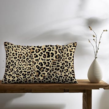 BlessLiving Satin Pillowcase Leopard Pillow Cases Set of 2 Bedding Pillowslip Envelope Closure Animal Print Cheetah Printed Pillow Cover for Hair and Skin, Brown,Standard(20''x26'')